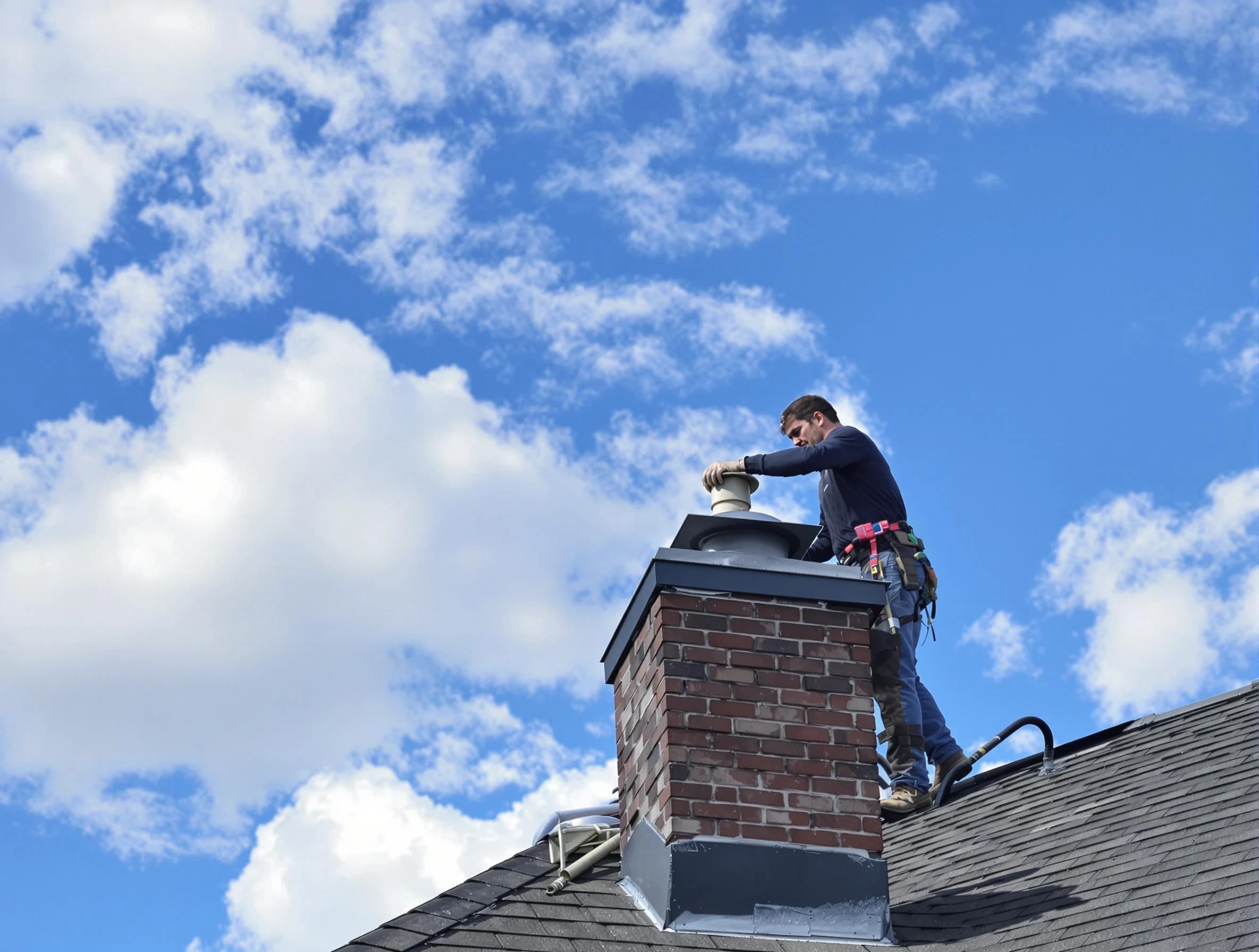 New River Chimney Sweep installing a sturdy chimney cap in New River, AZ