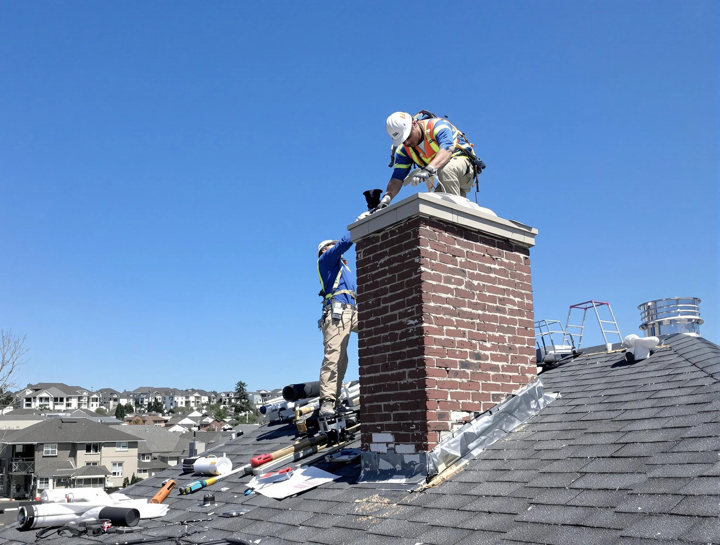 New River Chimney Sweep repairing a chimney crown in New River, AZ