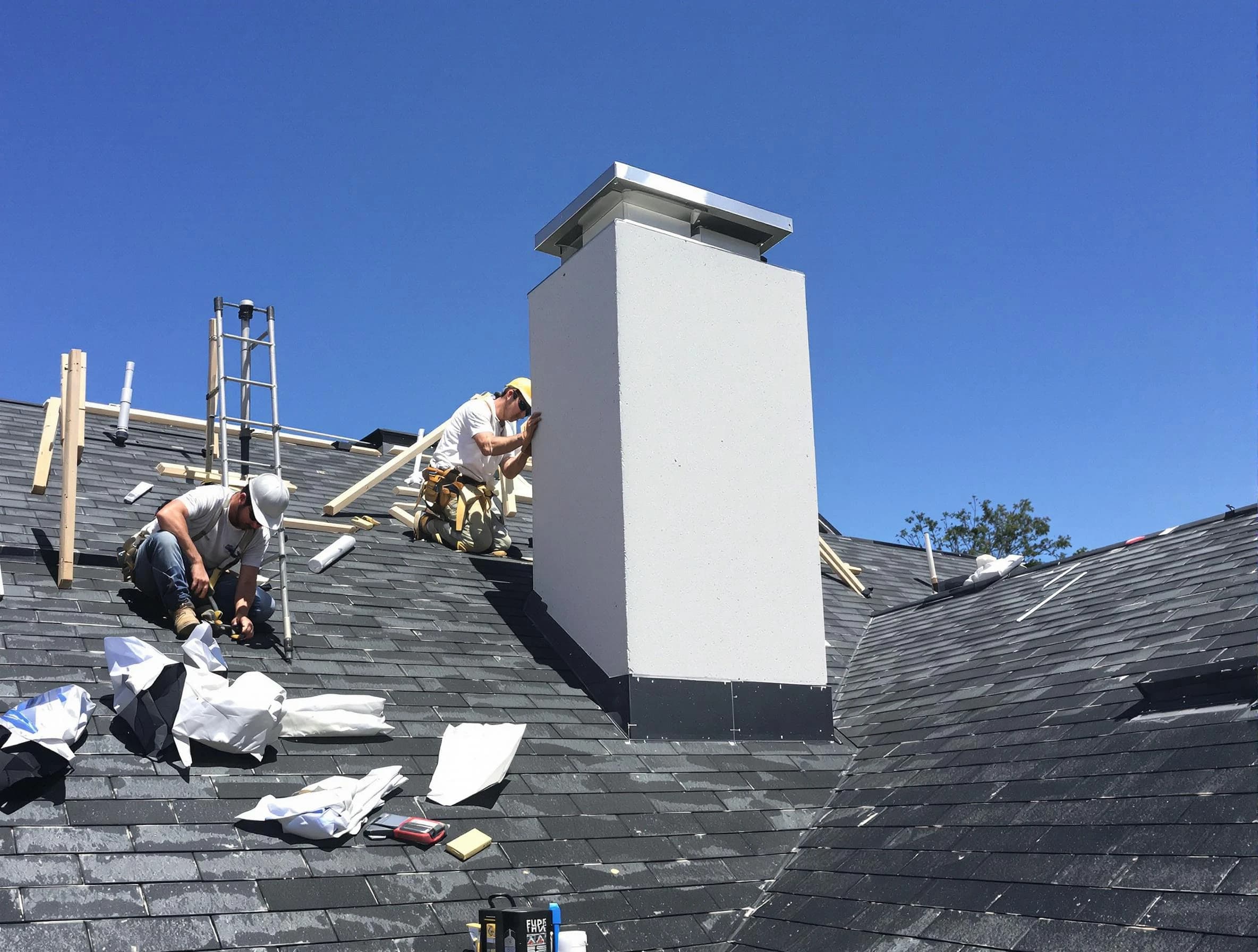 New River Chimney Sweep crew installing a new chimney in New River, AZ