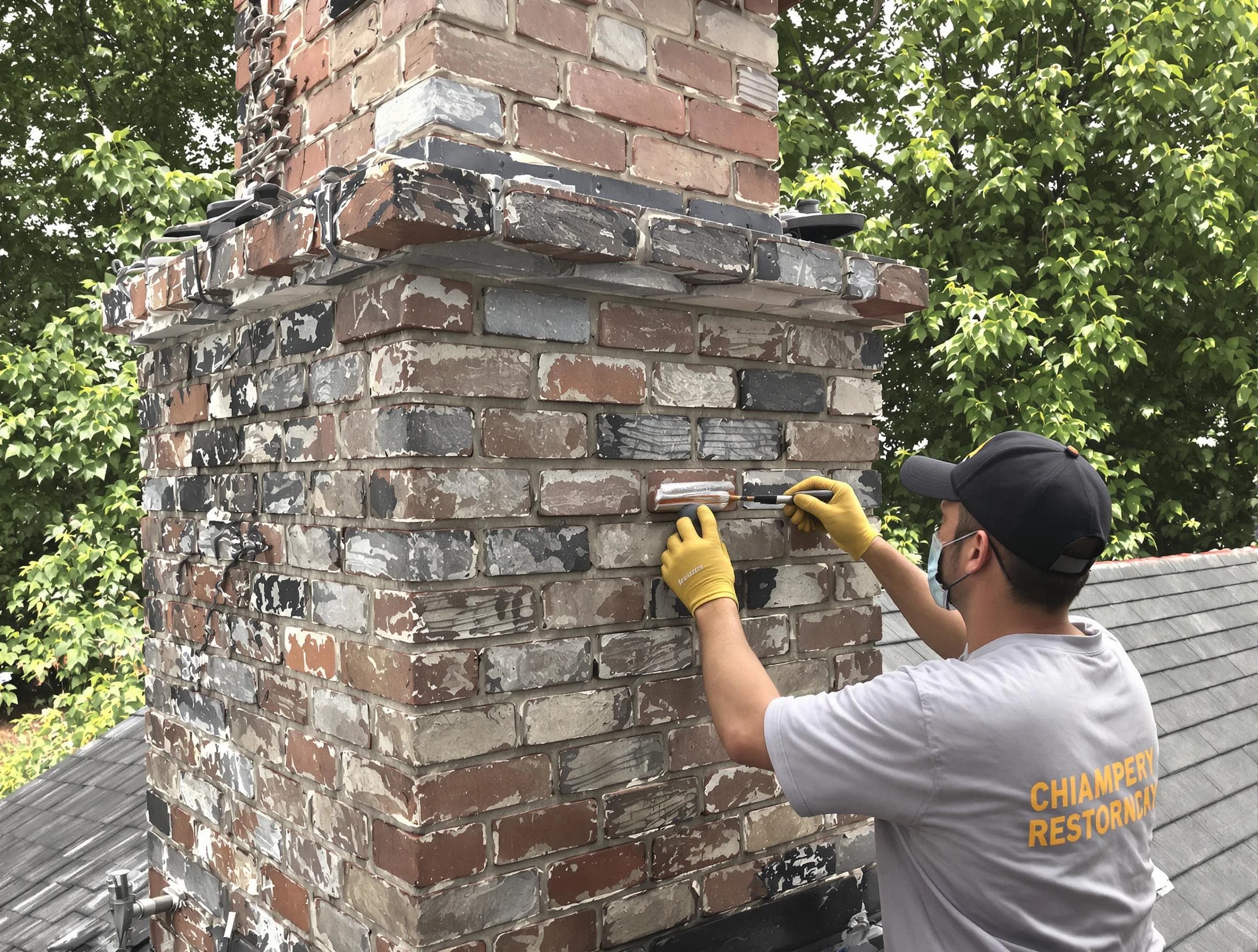 In-progress chimney restoration by New River Chimney Sweep in New River, AZ
