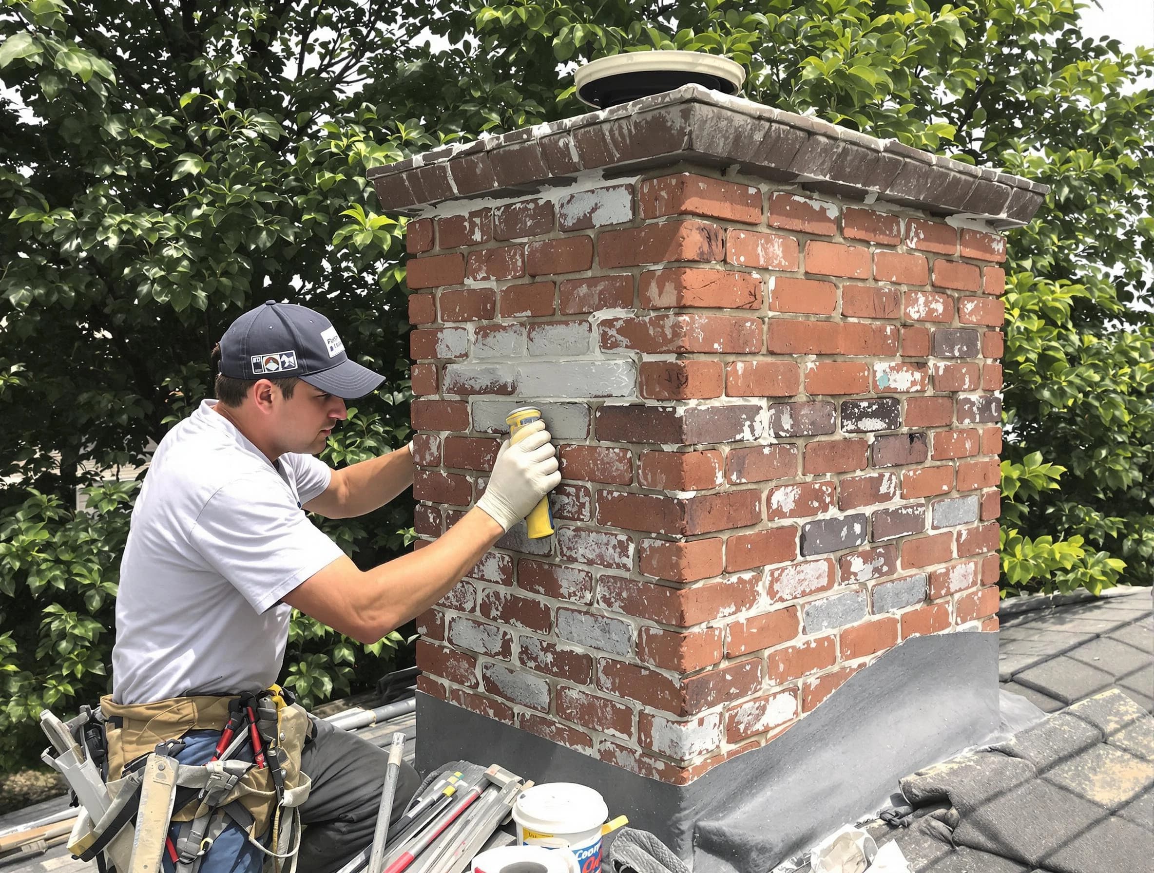 New River Chimney Sweep restoring an aging chimney in New River, AZ
