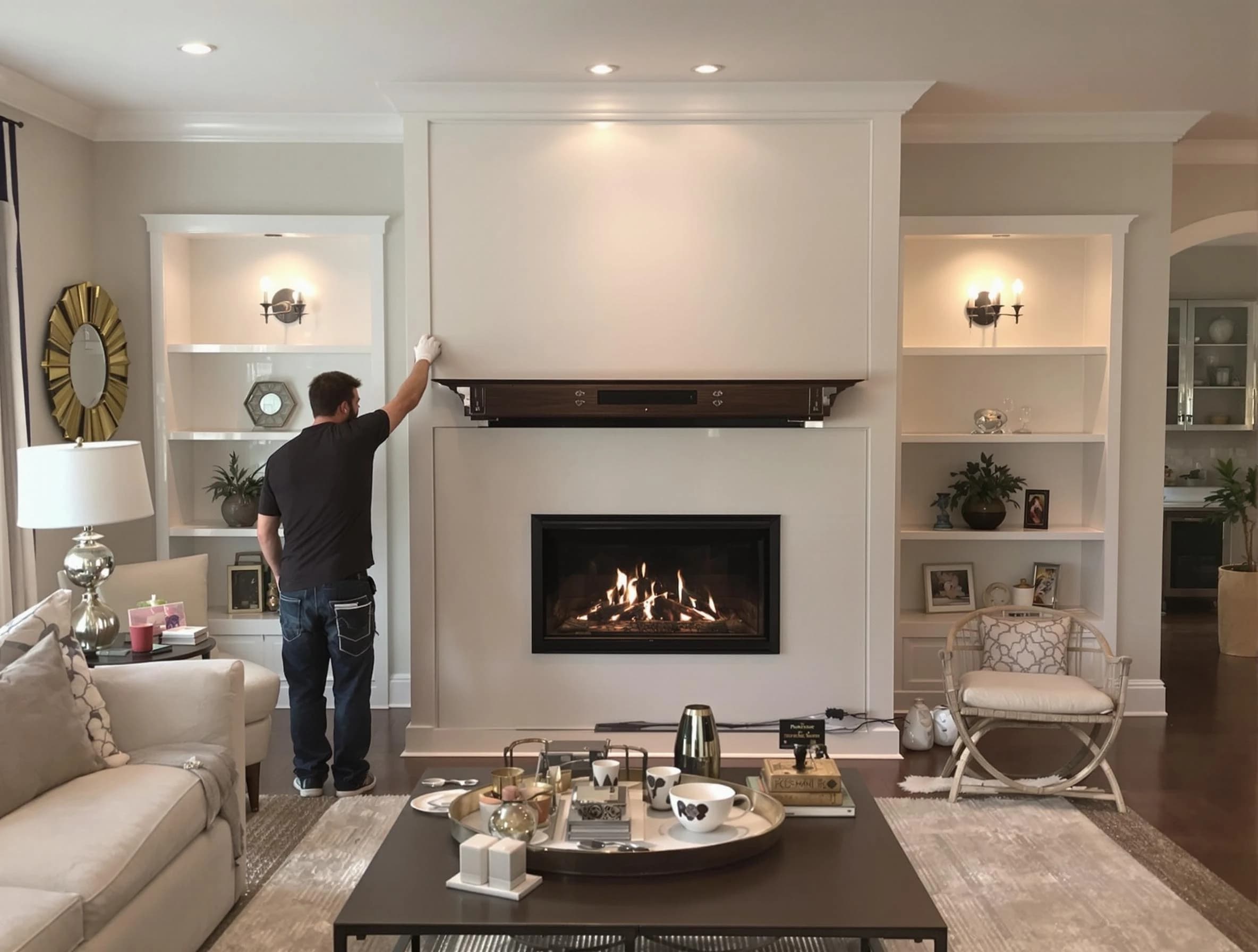 New River Chimney Sweep installing a new fireplace in New River, AZ