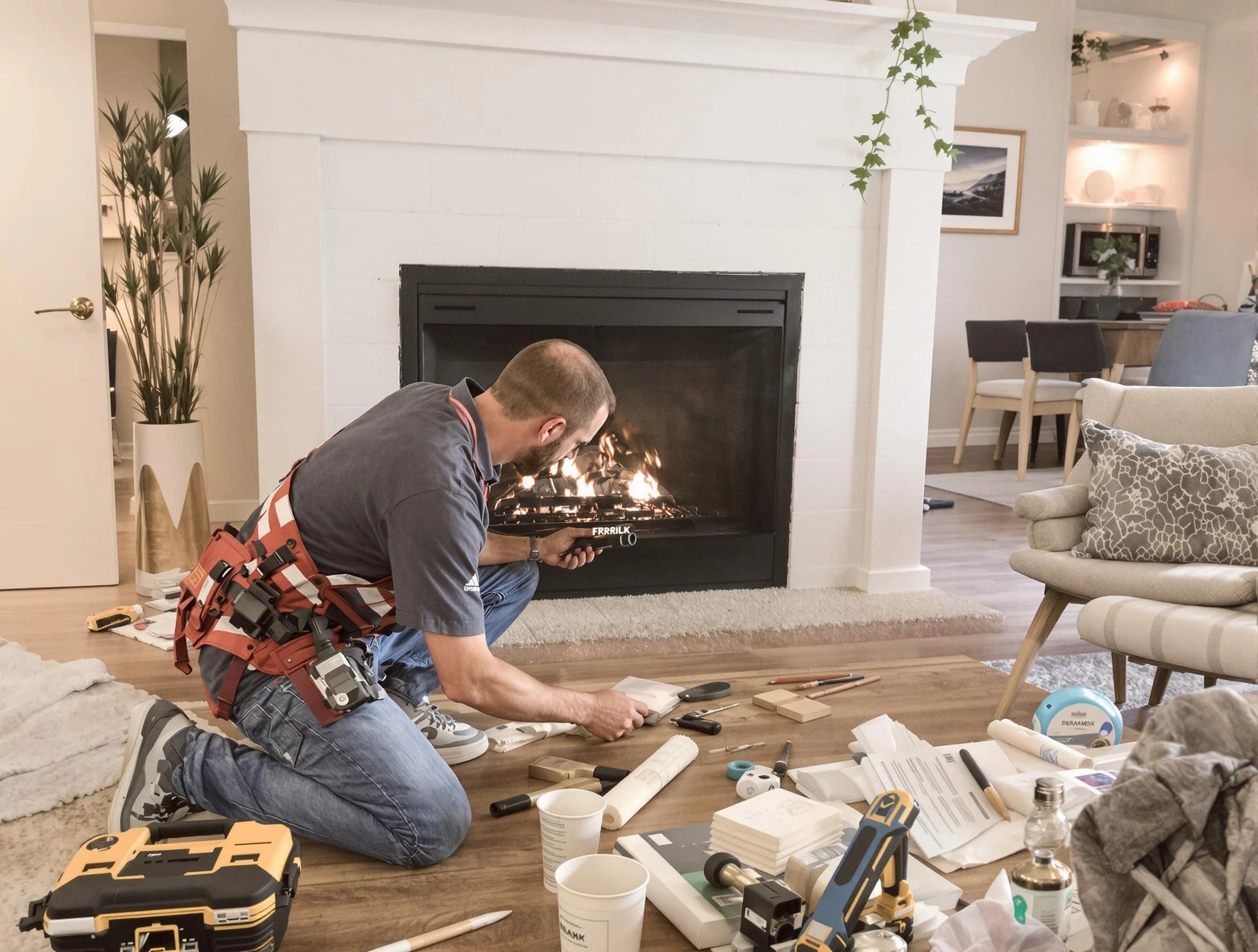 New River Chimney Sweep performing fireplace repair in New River, AZ