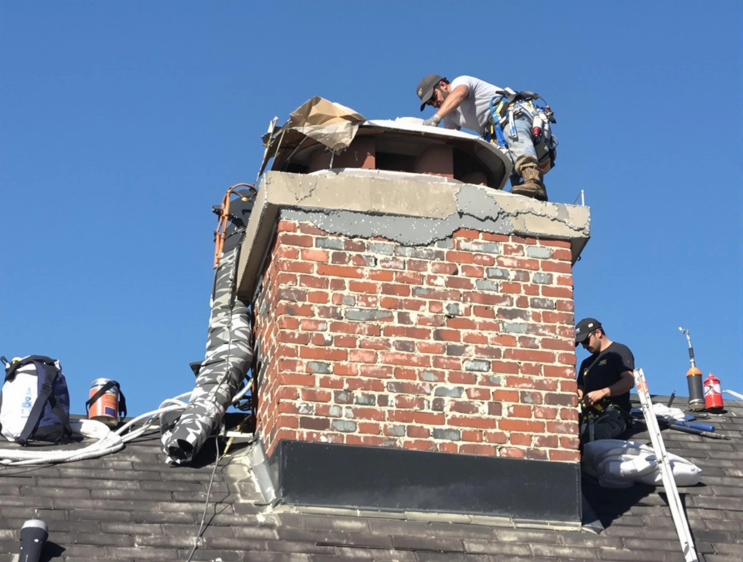 New River Chimney Sweep installing a custom chimney crown in New River, AZ