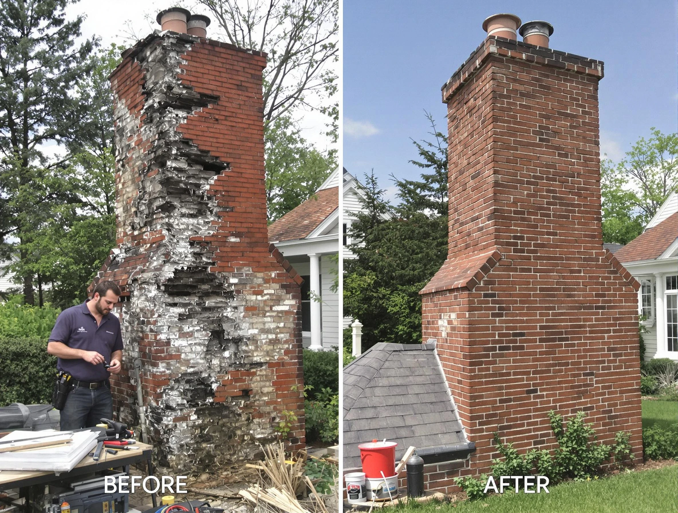 New River Chimney Sweep performing a full chimney restoration in New River, AZ