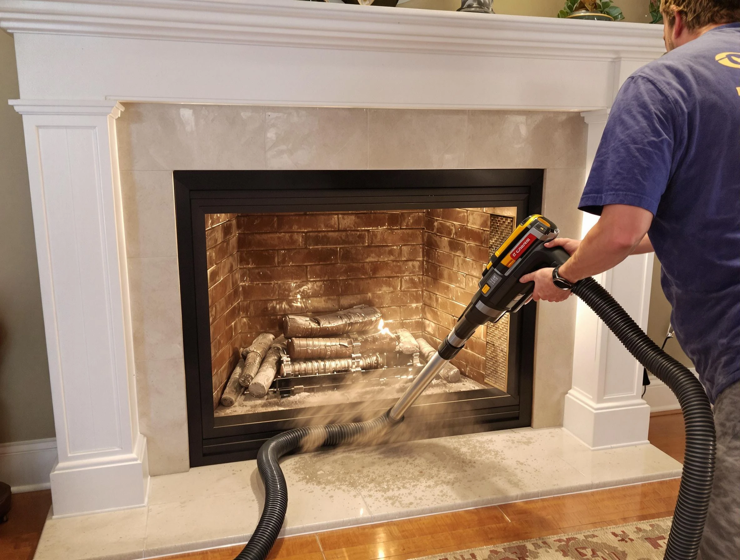 Fireplace cleaning performed by New River Chimney Sweep in New River, AZ