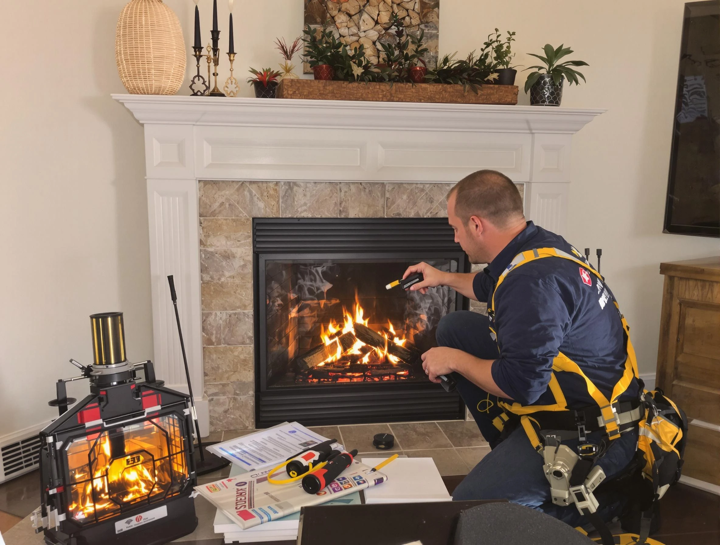 Safety-focused fireplace inspection by New River Chimney Sweep in New River, AZ